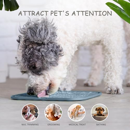 ChefAide 2 Pack Lick Mat for Dogs, Cats & Puppies with Suction Cups - color: Blue & Beige