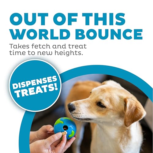 Outward Hound by Planet Dog Orbee-Tuff Planet Ball Blue/Green Treat-Dispensing Dog Toy, Small