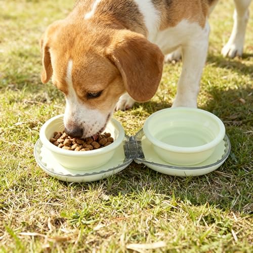 Zegcohjave 2-in-1 Collapsible Dog Bowls,Portable Dog Food and Water Bowl - color: light yellow