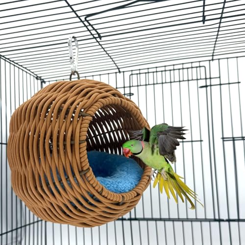Rattan Bird Nest for Cage Hanging Parrot Breeding Nesting House - style: Circular opening