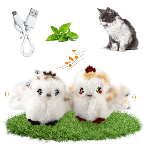 Gigwi Flappy Bird Cat Toy For Indoor Cats, Rechargeable Lifelike Sandpiper Interactive Flapping Bird Cat Toy Tweet, Flapping Wings & Lively Chirping, Catnip Toys For Kitten, Touch Activated (Couple) - color: Sandpiper couple
