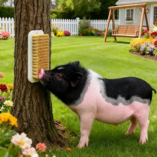 Toys for Pigs, 3-Pack Pet Enrichment Scratching Brushes for Outdoor