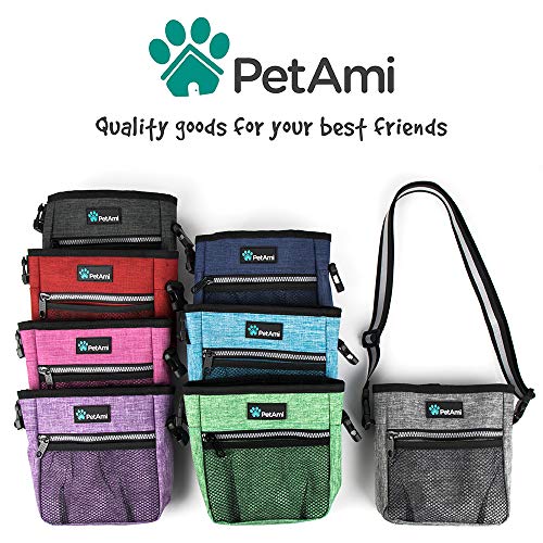 PetAmi Hands Free Dog Treat Pouch for Training and Walking, Red - color: Heather Red