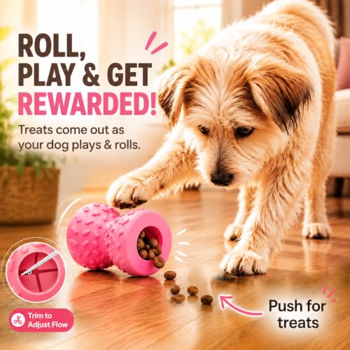 Treat Dispensing Dog Toys,Interactive Puzzle Toy for Small Dogs,Slow Feeder - color: Peach, size: Small