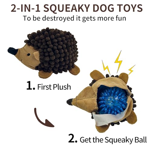 2-in-1 No-Stuffing Hedgehog Dog Toys 3 PCS, Squeaky Ball for Throwing Play - style: Hedgehog dog toys