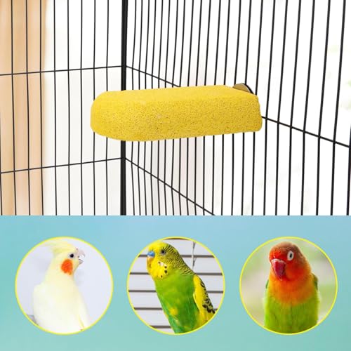 Hypeety Bird Beak Grinding Stone Cage Calcium Mineral Paw Grinding Block - color: Perch Stand
