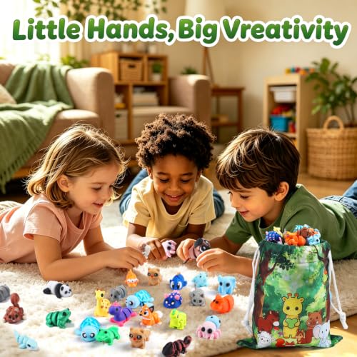 SCIONE 200 Pcs 3D Printed Animals, Cute Desk Decor for Kids - style: 200-Animals