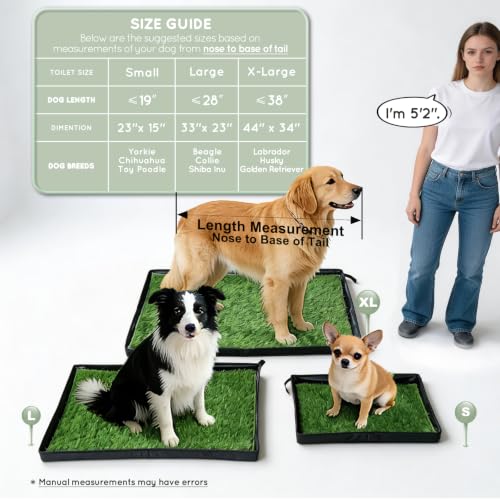 HQ4US 4LEGS Grass Pee Pads for Dogs Potty with Foldable Dog Litter Box - size: Large for Dog＜ 28" Length