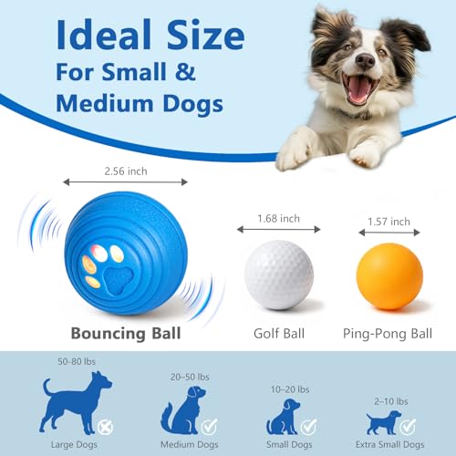 Smart Interactive Dog Ball for Aggressive Chewers, Self Moving Toy, E-TPU - color: Blue