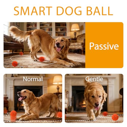 Interactive Dog Ball, 2 Modes Automatic Dog Toy, IPX7 Waterproof - color: Orange-1