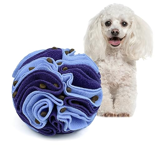 Pet Snuffle Ball, Puzzle Sniffing Interactive Dog Ball for Blind Dogs Training Stress Relief Dog Enrichment Toys Treat Machine Washable (15cm, Gradient Purple) - color: Gradient purple, size: 15cm