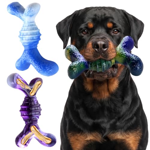 Rensh 3-Pack Dog Chew Toys for Aggressive Chewers (25-90) LB, Milk-Flavored - color: purple