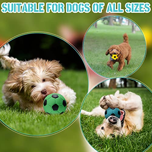 Sumind 9 Pcs Latex Squeaky Dog Toys 2.76 inch Soccer Ball Interactive Fetch Toys Soft Football Puppy Chew Balls for Small Medium and Large Dogs(Yellow, Blue, Green) - color: Yellow, Blue, Green