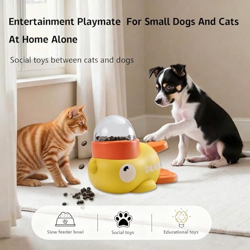 Duck Treat Dispenser Toy,Slow Puzzle Feeder for Cats&Small Dogs