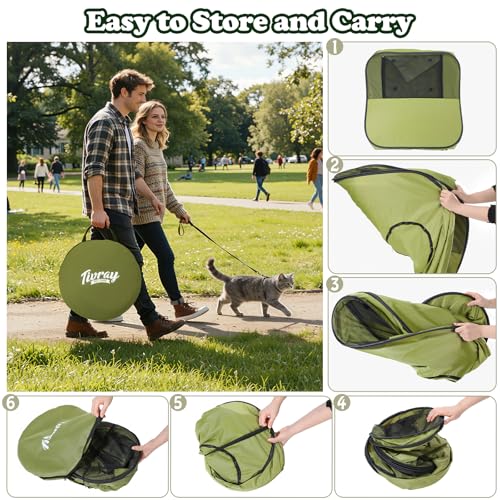 Cat Playpen, 3-in-1 Pop-up Outdoor Cat Enclosure, Green - color: Green