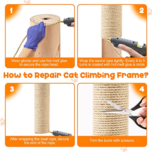 328FT 1/4 Inch Cat Scratching Sisal Rope for Cat Trees & Posts - color: Natural, size: 328ft