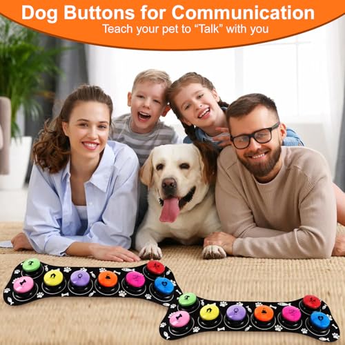 16 Pcs Dog Talking Buttons for Communication, 30-Second Recordable Voice Buttons with Non-Slip Base, Pet Training Buzzers for Dogs and Cats,Batteries Not Included - size: 16 Pcs