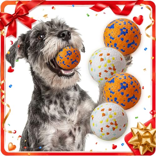 E-TPU Dog Balls, Tough High-Bounce Floating Fetch Toys, 2 Sizes - color: White & Orange (4-Pack), size: Small (2.5" diameter)