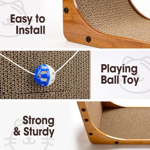 2 Pack Cat Scratcher, 23.6 Inch L Shape Vertical Cat Scratching Board with Ball Toy for Indoor Cats, Large Cat Scratching Post for Wall and Couch - color: 2 Pack
