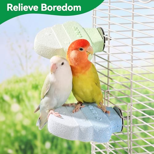 Parrot Perch Nails & Beak/Toe Grinding Stone Bird Perch for Cage 2 Pack - color: Blue+Green
