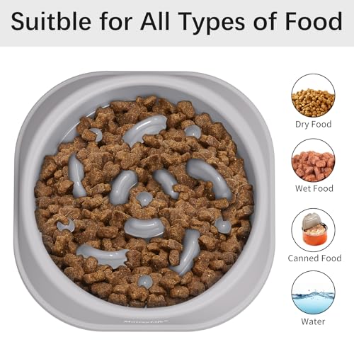 MateeyLife 2-Pack Slow Feeder Dog Bowls, 1 Cup, Dog Puzzle Feeder Bowl - color: B-Gray&Black, size: Small
