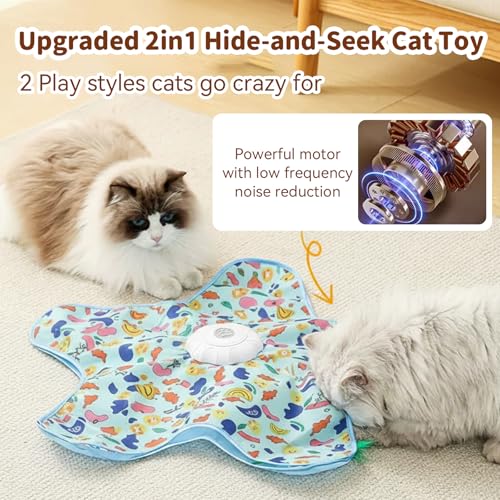 Interactive Touch Activated Hide and Seek Cat Toys for Indoor Cats, Green - color: Green
