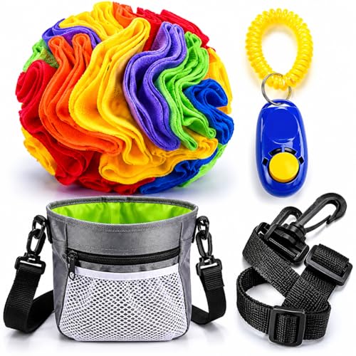 Dog Training Starter Kit with 7.9-Inch (20 cm) Snuffle Ball, Clicker & Treat Pouch