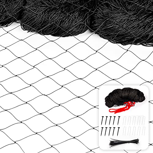 Bird Netting - 50x 50ft Black Poultry Netting with 1" Square Mesh - size: 50'×50'-1''