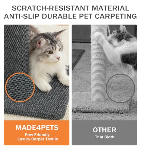 Made4Pets Tall Cat Scratching Post, Carpet Scratcher for Indoor Cats, 33" - color: Dark Grey, size: 33"