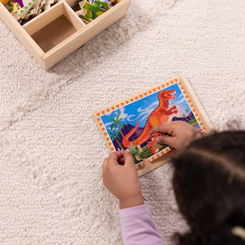 Melissa & Doug 4-in-1 Wooden Dinosaur Puzzles, 48-Piece Jigsaw Puzzle Set - style: Dinosaurs
