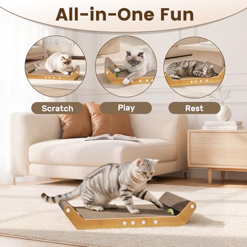 Cat Scratching Board Pad 24" Large Horizontal Bed with Ball Track