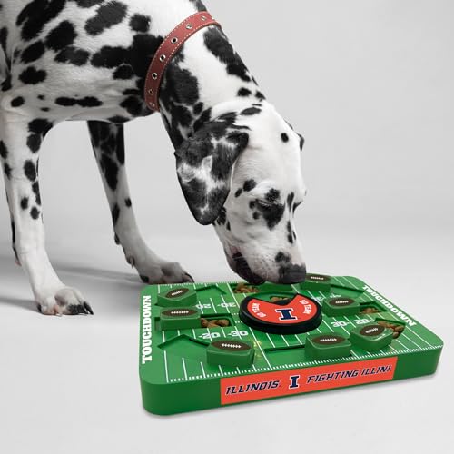 Pets First NCAA Illinois Large Puzzle Toy, Interactive Treat Dispenser, Slow Feeding Toy for Dogs, New Large Size - color: Illinois Fighting Illini, size: Large