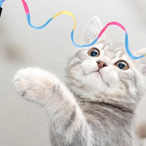 Amaxiu Cat Wand Toy Set, Interactive Wand Rod with Rainbow Ribbon String - color: 6 Packs