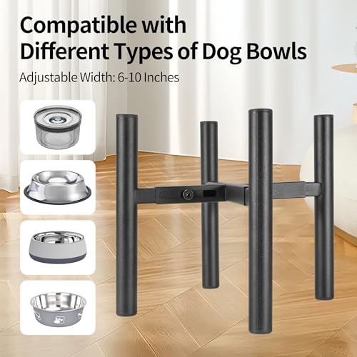 PROERR Lifted Dog Bowl Stand - Without Bowls, Single Raise Pet Food Table Adjustable Wide 6-10", Tall 8 10 12" - Bowl Stand Size Optional, Dog Bowls Holder Elevated for Small Medium Large Dogs Breed - size: Small-HIGH-8IN