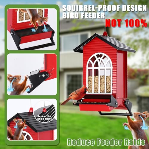 Gbekery Squirrel Proof Bird Feeders, 5LB Capacity, Weight-Activated, Red - color: Red