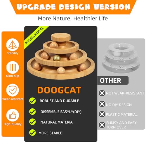 DoogCat Cat Ball Track - 3-Level Cat Ball Tower with 9 Removable Balls for Interactive Play and Mental, Physical Exercise - Large Size - size: Large - Standard