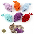 Catnip Toys Crochet Mouse, 6 Pcs Yarn Cat Nip Mice Safe Teeth Cleaning Chew Toy for Indoor Kittens Kitty, Adult Cats Interactive Catnip Cat Kicker Toys Anxiety Relief - size: 6pcs