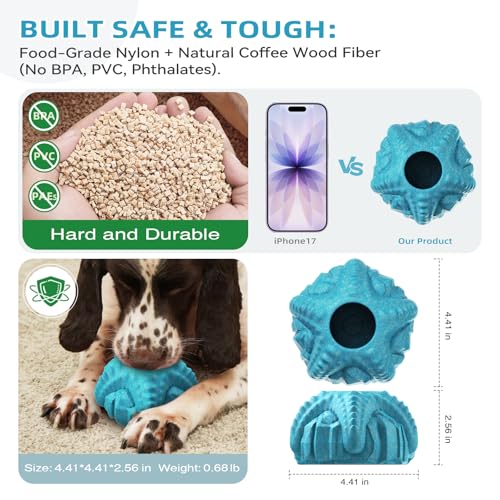 Dog Chew Toys for Aggressive Chewers, Freezable Stuffable Lick Toy with 2 Refillable Cups, Durable Nylon Enrichment Toy for Boredom & Separation Anxiety, Medium Large Dogs 15-55 lbs - color: Blue