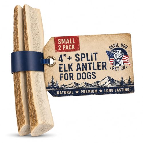 Devil Dog Pet Co Split Elk Antlers for Dogs, Small 2 Pack, Long Lasting - style: split - Small - 2 Pack