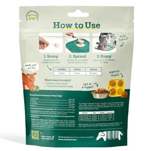 WOOF LickMix, Dog Lick Mat Spread & Meal Topper, Bacon & Cheese