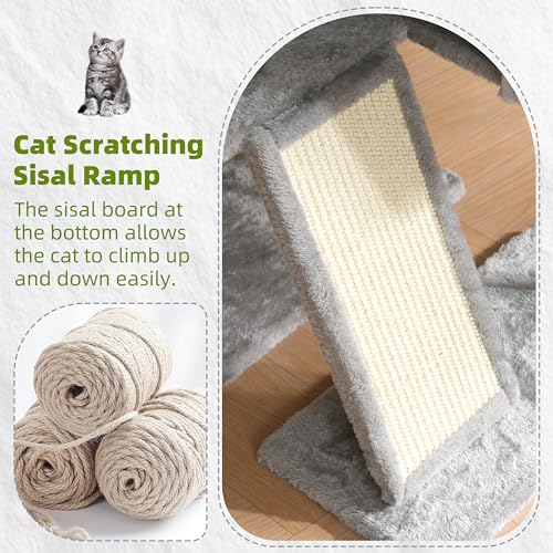 Gitelsnour Cat Tree Tower for Indoor Cats, Top Platform with Toy, GCT006SW - color: Light gray, size: 47.24 inches