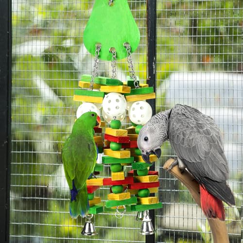 Large Bird Parrot Toys for Cockatoos African Grey Macaws Amazon Parrots - color: Green