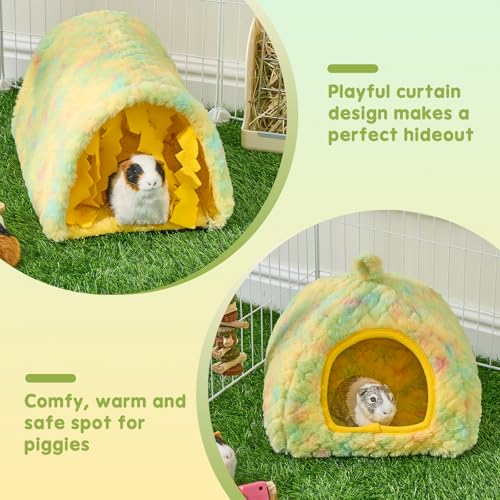 Avont 2-Pack Guinea Pig Tunnel & Hideout Bed Set - color: Yellow