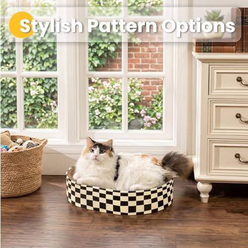 Conlun Oval Cat Scratcher Bed Bowl Lounge for Kittens | Medium | 2 Pack - color: Checkerboard, size: 2 Pack-Medium(16.9"L x 12.9"W x 3.5"Th)