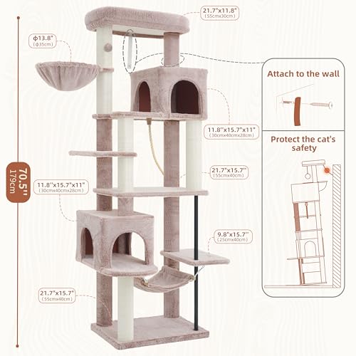 Gitelsnour Cat Tree, Cat Tower with Sturdy Steel Tube, Large Perch GCT024MU - color: Muchroom, size: 70.5 inches