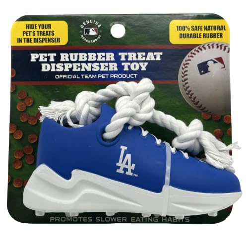 Pets First MLB New York Yankees Cleat Sneaker Spike Dog Toy, Baseball Treat Dispenser Chew Toy for Dogs, Interactive Rope Tug Toy, Slow Feeder Natural Rubber Dog Toy with Official Team Logo - color: New York Yankees