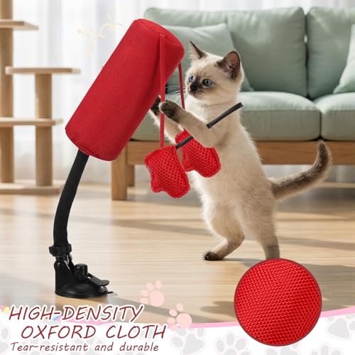 1 Pcs Cat Punch Bag Toy Suction Cup Base Catnip,Red - color: red black