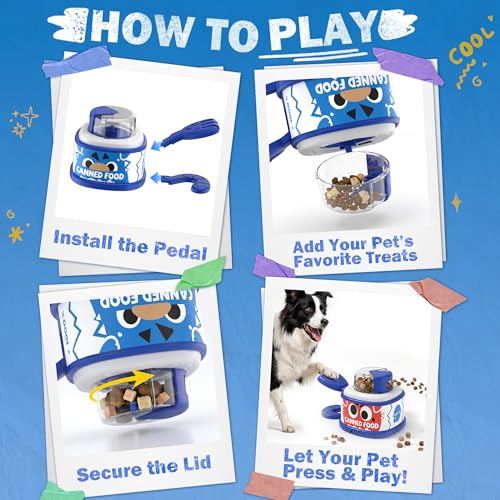 Dog Treat Dispenser Toy, Interactive Dog Enrichment Toy with Adjustable Food Opening, Step & Spin Puzzle Feeder for Mental Stimulation, Non-Slip Slow Feeder Toy for Small & Medium Dogs