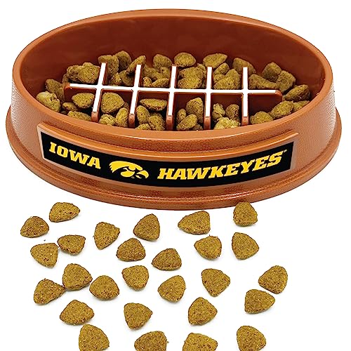 NCAA Super-Bowl - Iowa Hawkeyes Slow Feeder Dog Bowl. Football Design Slow Feeding Cat Bowl for Healthy Digestion. Non-Slip Pet Bowl for Large & Small Dogs & Cats - color: Iowa Hawkeyes
