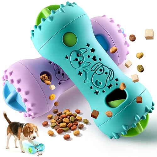 PETSTA 2 Pack Dog Puzzle Toys, Adjustable Treat Dispensing Slow Feeder Toy, Interactive Dog Enrichment Toy for Brain Stimulation and Boredom Relief - color: 2 Pack(Blue & Purple)